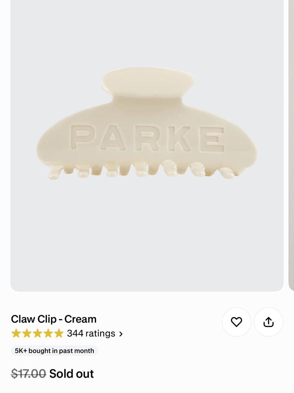 PARKE Cream Claw Hair Clip for Women - Neutral Cream